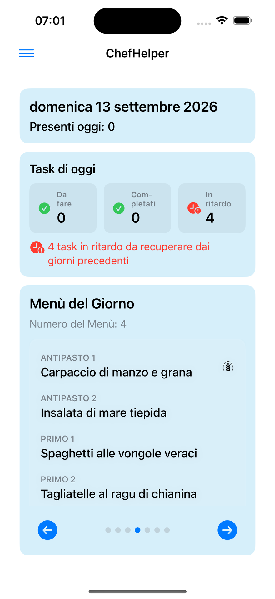 La stessa dashboard su iPhone
